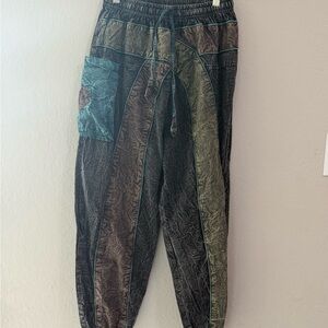 Hamil Stone Boho Patchwork Jogger Pants Multicolor Size Medium